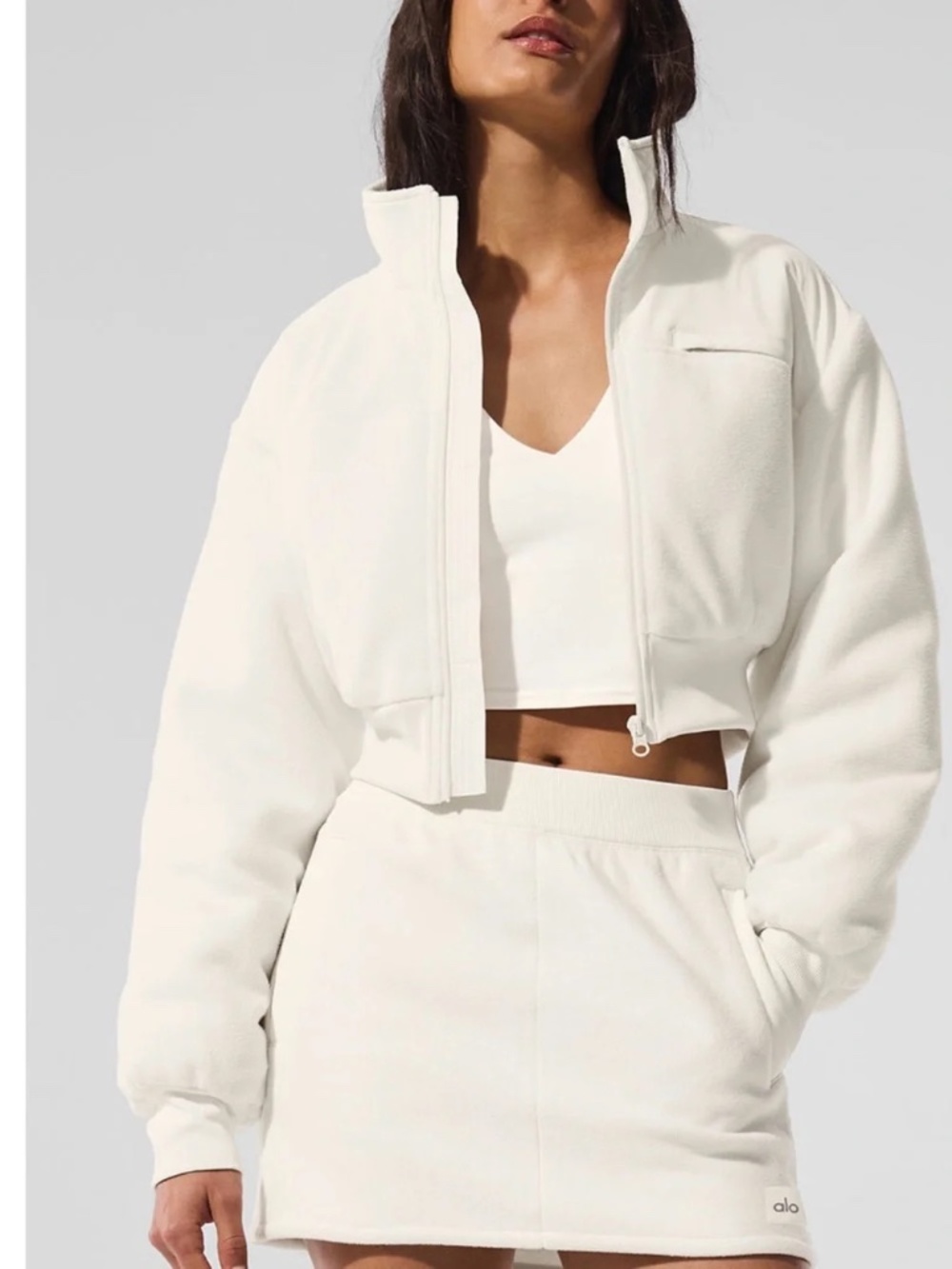 Alo Polar Fleece Cropped Wintry Mix Jacket Size XS